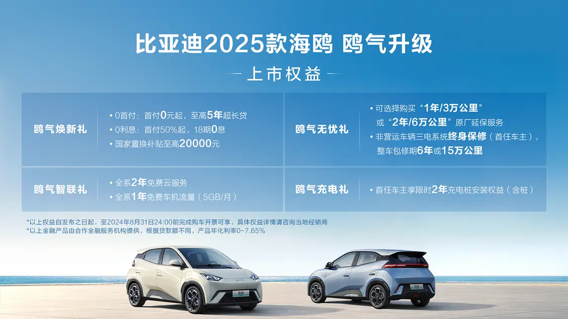 比亞迪2025款海鷗上市 12項(xiàng)升級/售價(jià)6.98萬元起